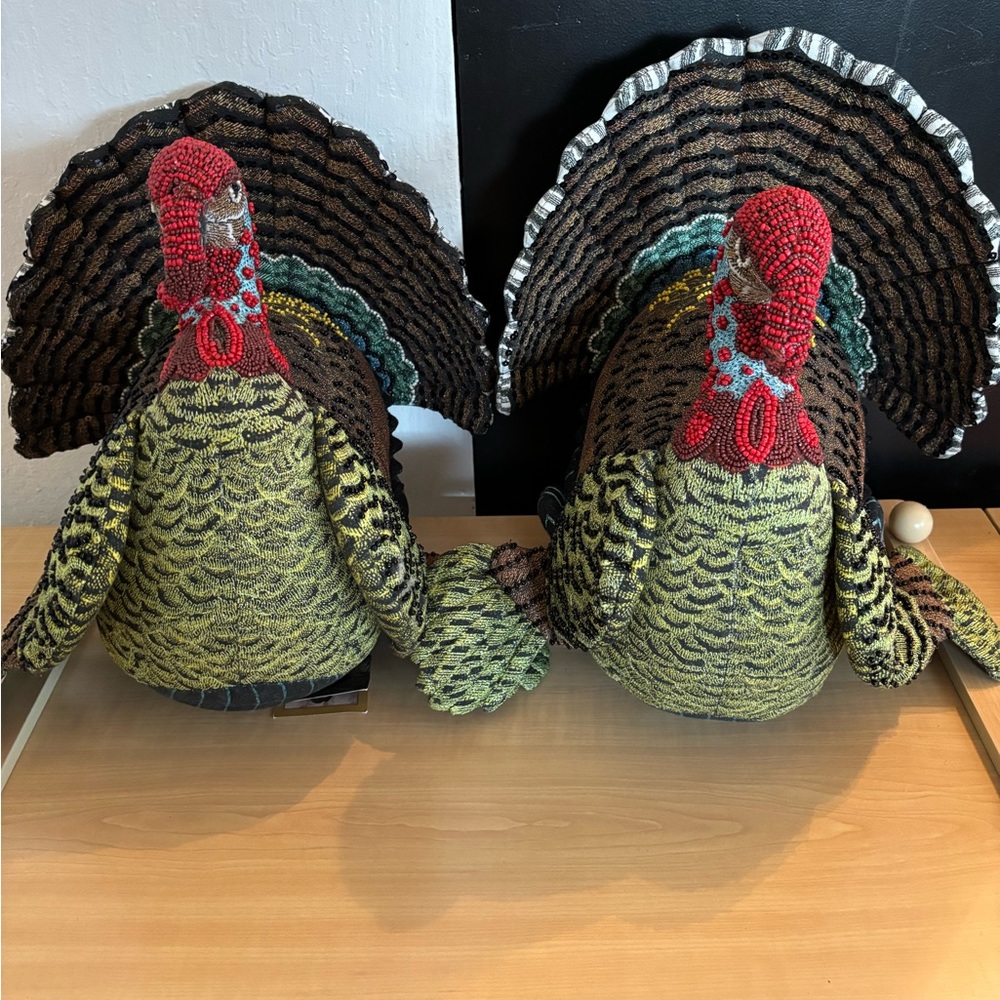 John Derian Target Fall Turkey Shaped Beaded Pillow NWT💥please read discription